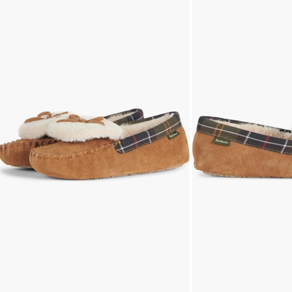 BARBOUR Darcie Faux Shearling Moccasin in Tan Suede - Size 8 - Picture 8 of 10